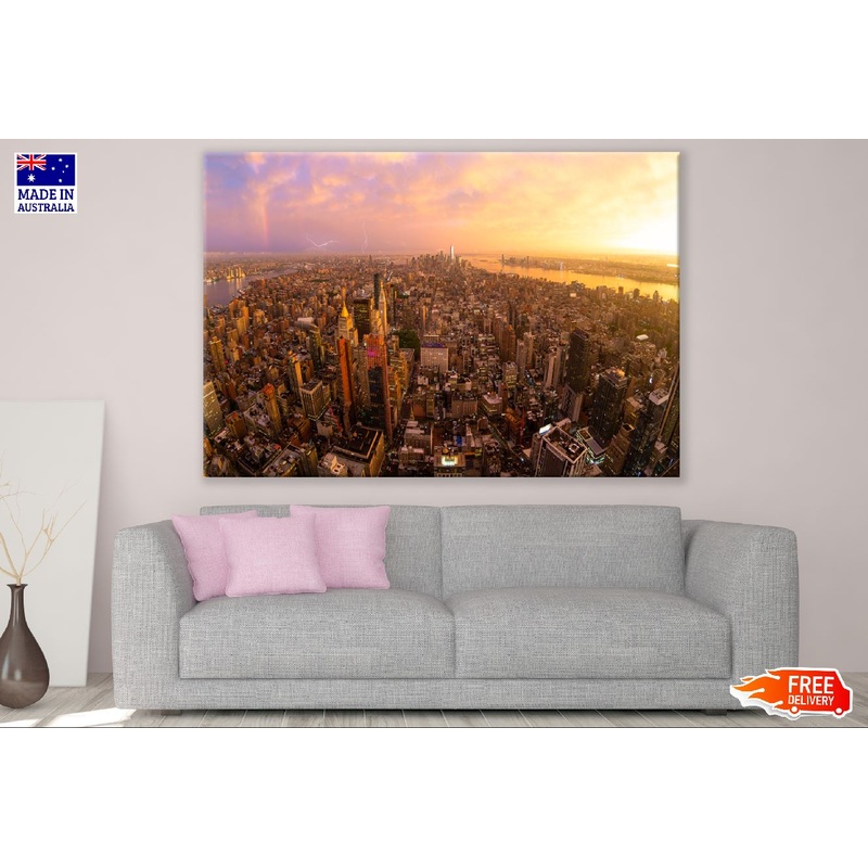 New York City Skyline with Lighting Photograph Print 100% Australian Made