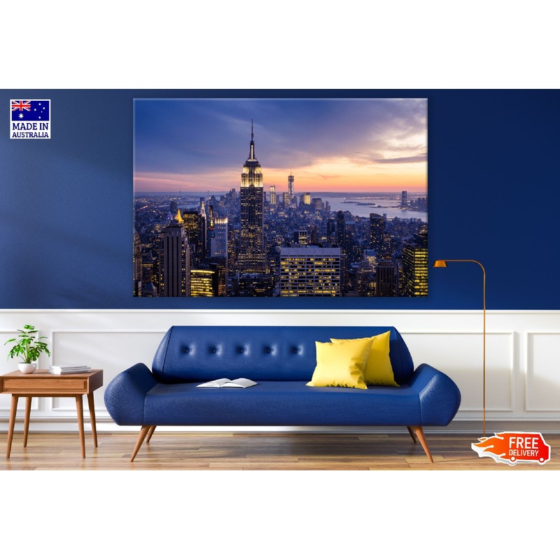 New York City with Skyscrapers at Sunset Photograph Print 100% Australian Made