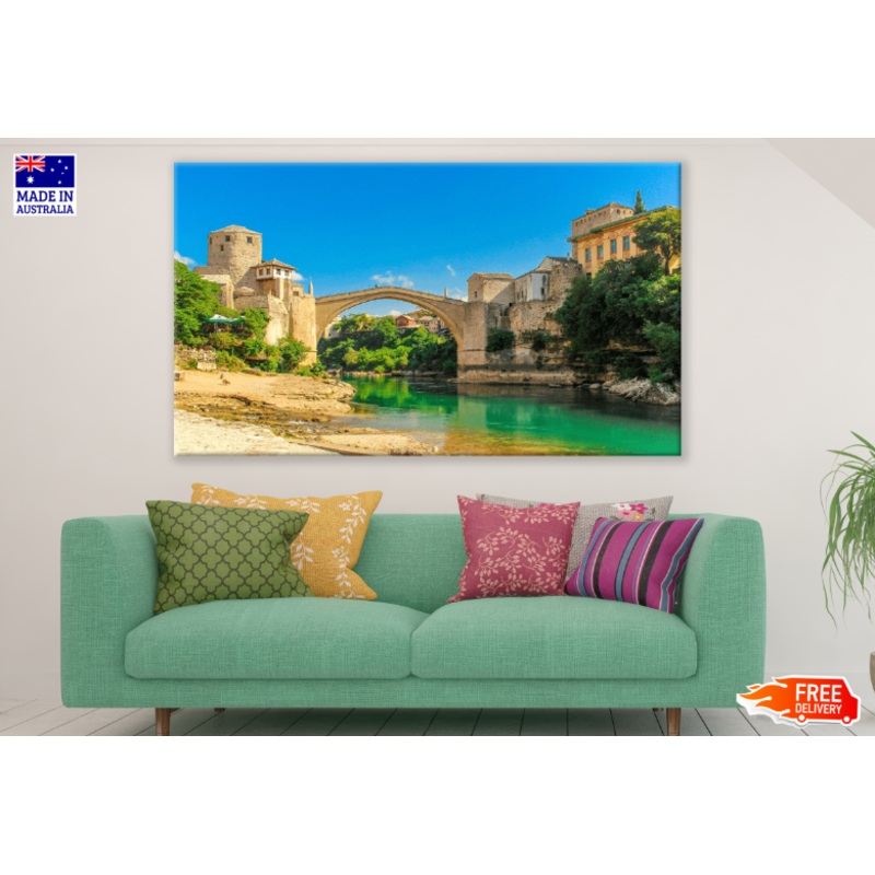 Old Bridge View From Neretva River Print 100% Australian Made