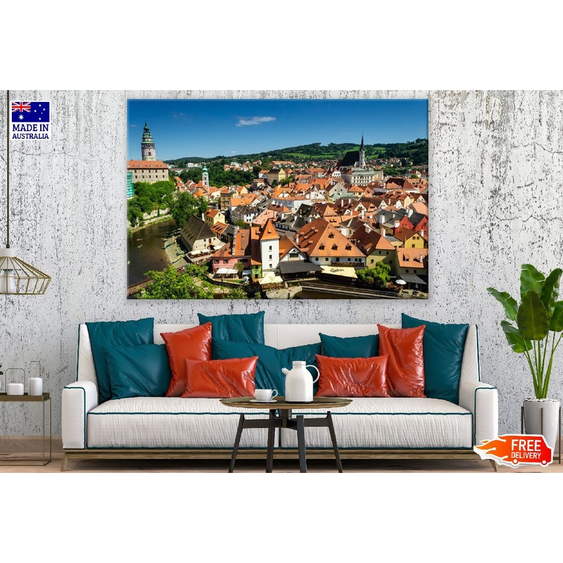 Old Town of Cesky Krumlov, Czech Republic Aerial View Photograph Print 100% Australian Made