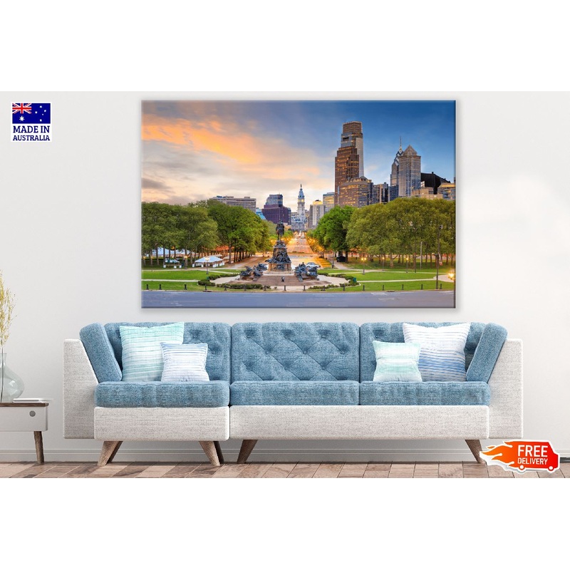 Philadelphia Downtown Skyline at Sunset Photograph USA Print 100% Australian Made