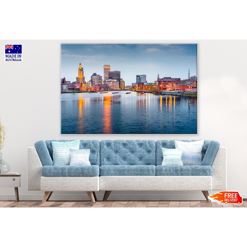 Providence, Rhode Island Cityscape View From River Print 100% Australian Made