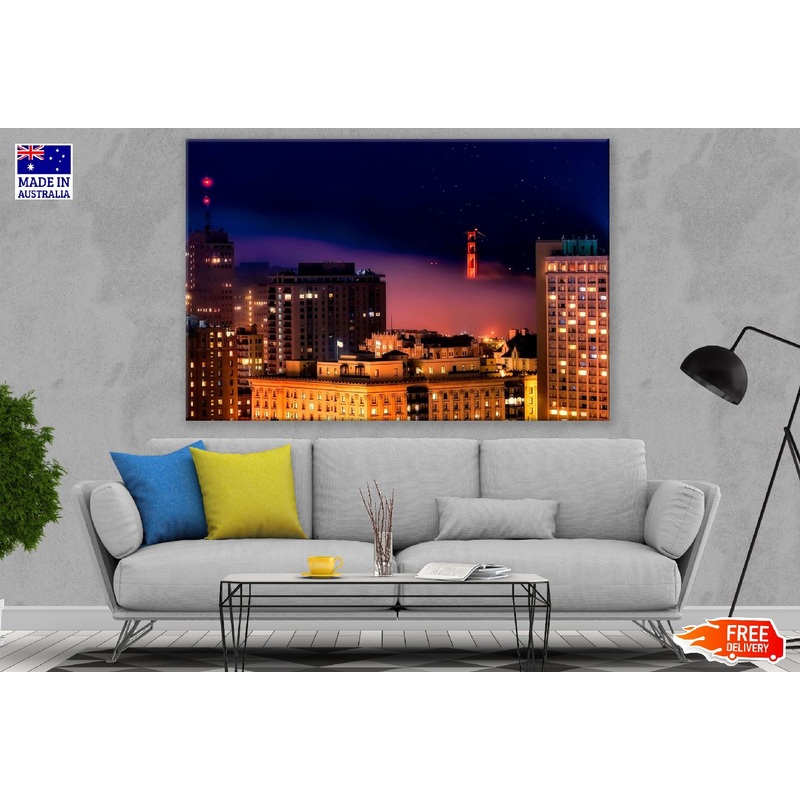 San Francisco City in California Night View Photograph Print 100% Australian Made