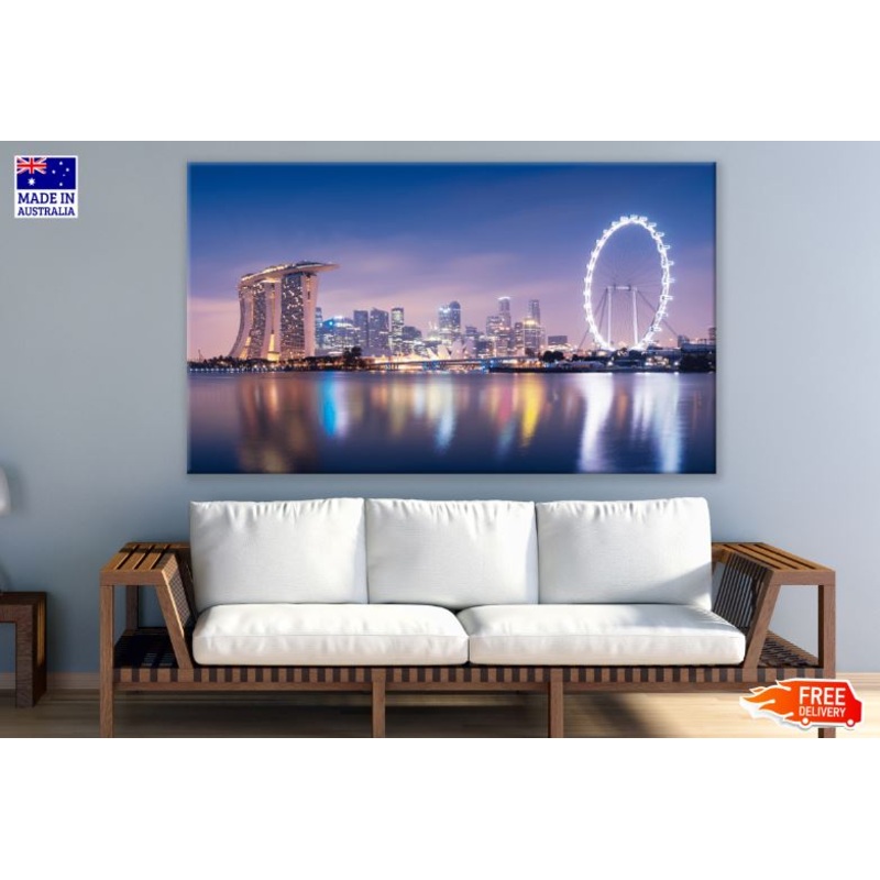 Singapore Skyline at Night.  Print 100% Australian Made