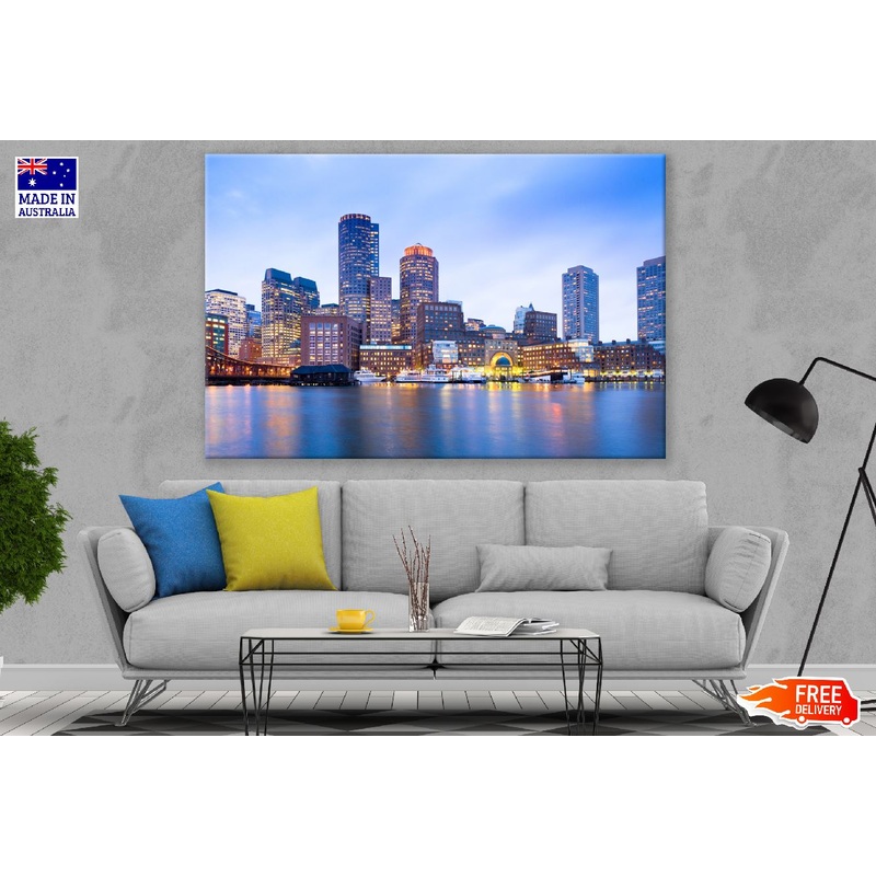 Skyline and Harbour View Boston, Massachusetts, USA Print 100% Australian Made