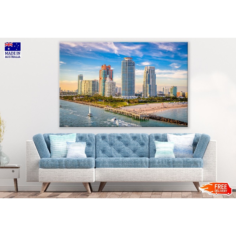 South Beach Skyline Photograph, Miami, Florida, USA Print 100% Australian Made