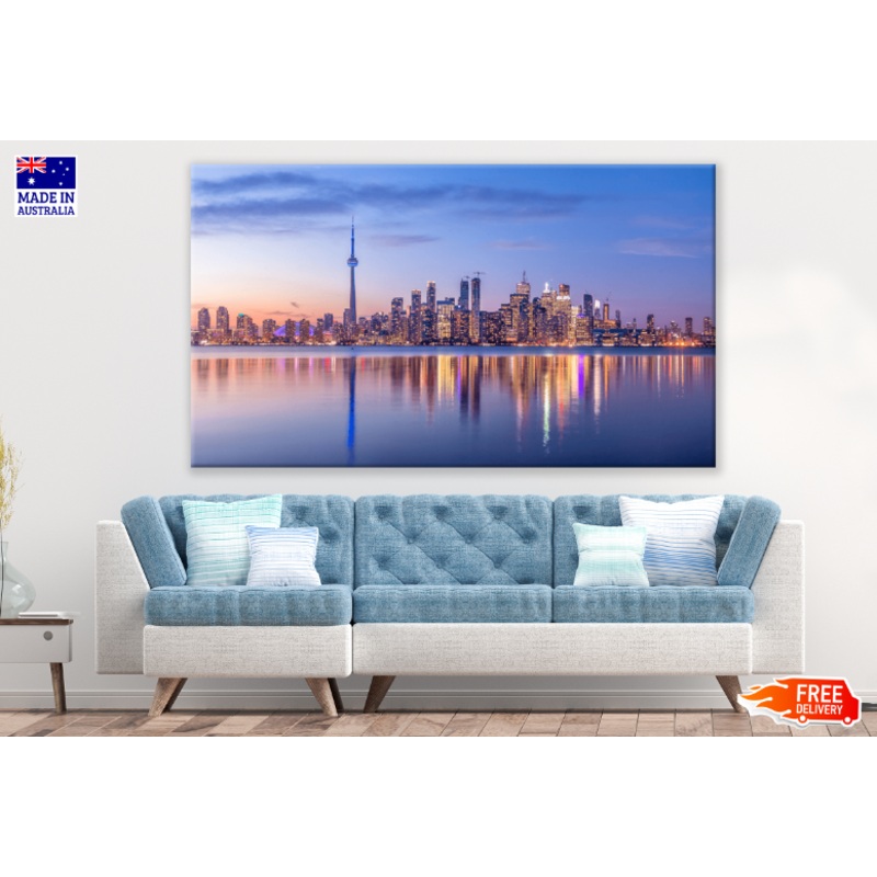 Toronto Skyline with Purple Light Print 100% Australian Made