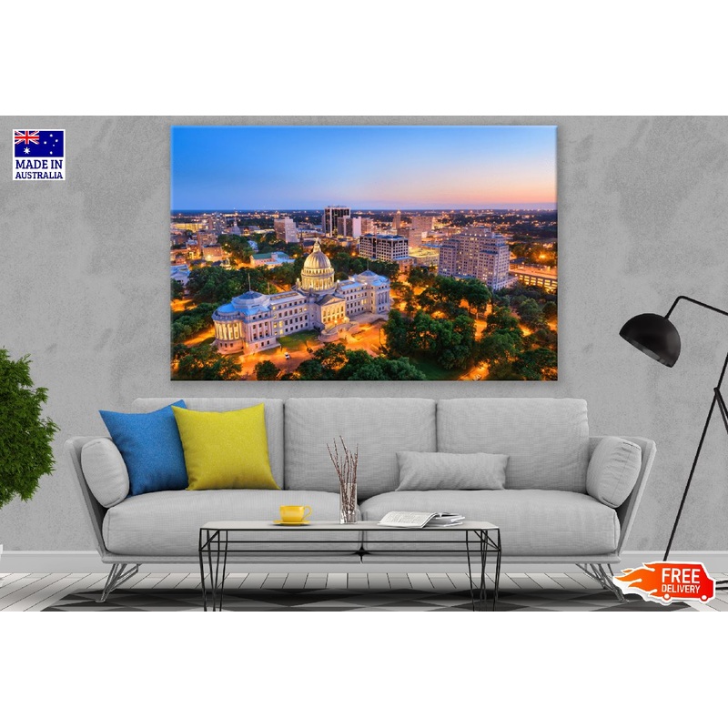 USA Capitol Building Aerial Night View Photograph Print 100% Australian Made