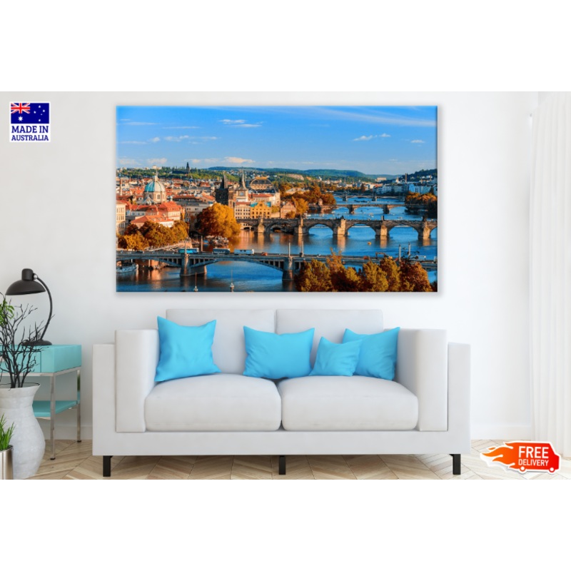 View Of The Vltava River And Charle Bridge Print 100% Australian Made