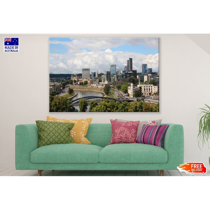 Vilnius City Aerial View Photograph Lithuania Print 100% Australian Made