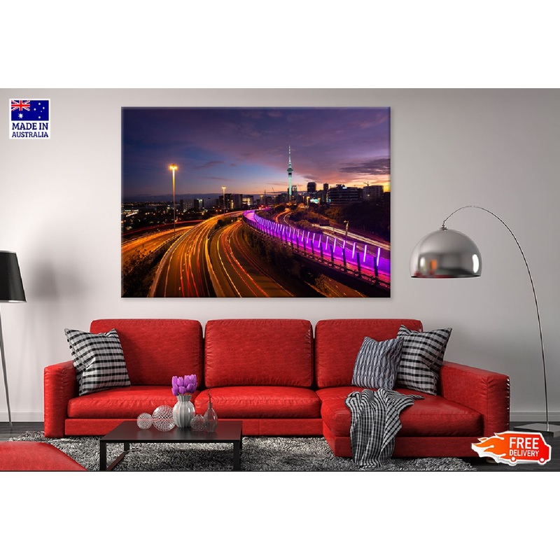 Auckland City Traffic Night View Photograph Print 100% Australian Made
