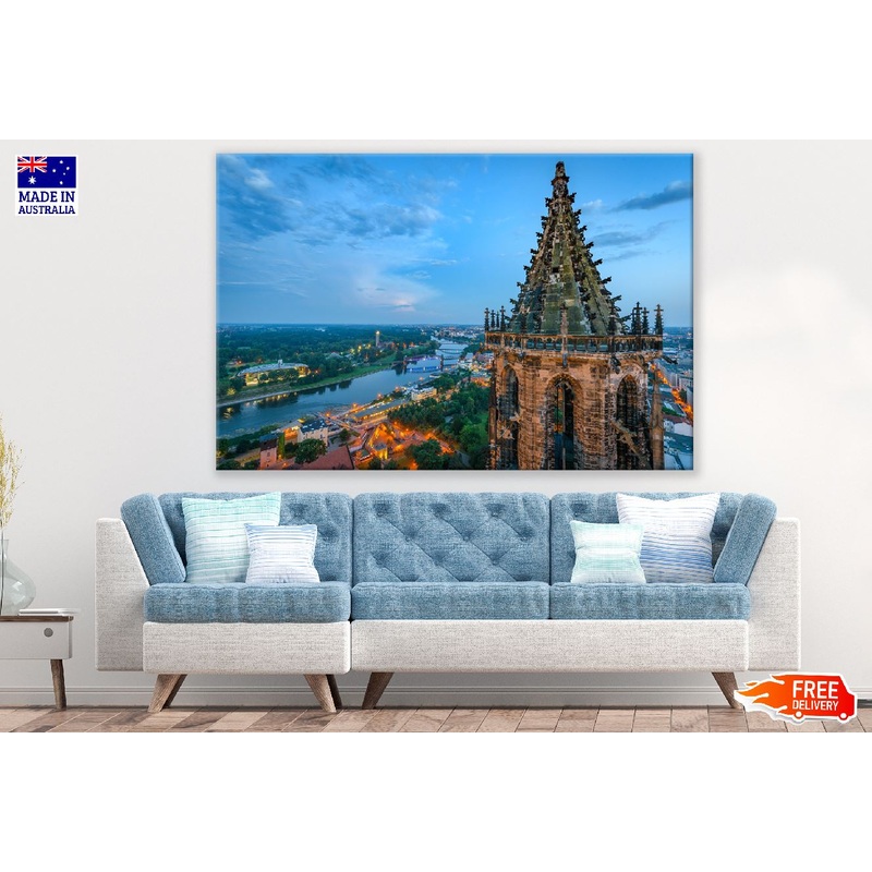 Magdeburg Cathedral with Blue Sky Photograph, Germany Print 100% Australian Made