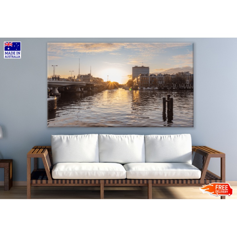 Netherland Concrete Bridge & Sunset Sky View Print 100% Australian Made