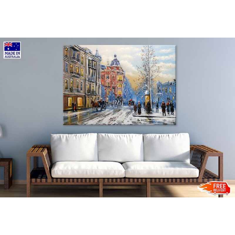 Old City Street Watercolor Painting Print 100% Australian Made