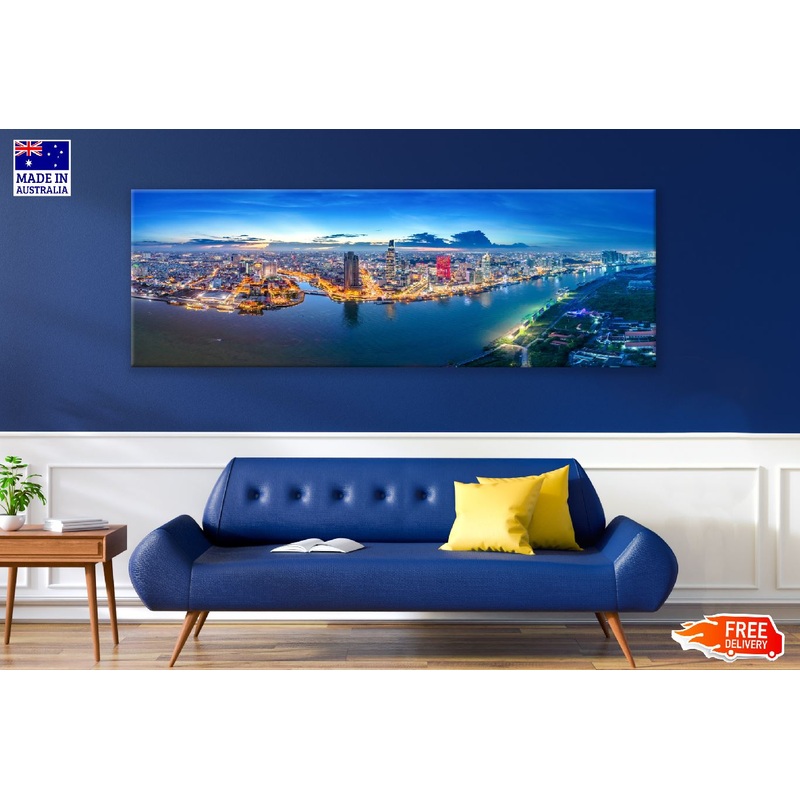Panoramic Canvas Ho Chi Minh City Aerial View Photograph High Quality 100% Australian Made Wall Canvas Print Ready to Hang