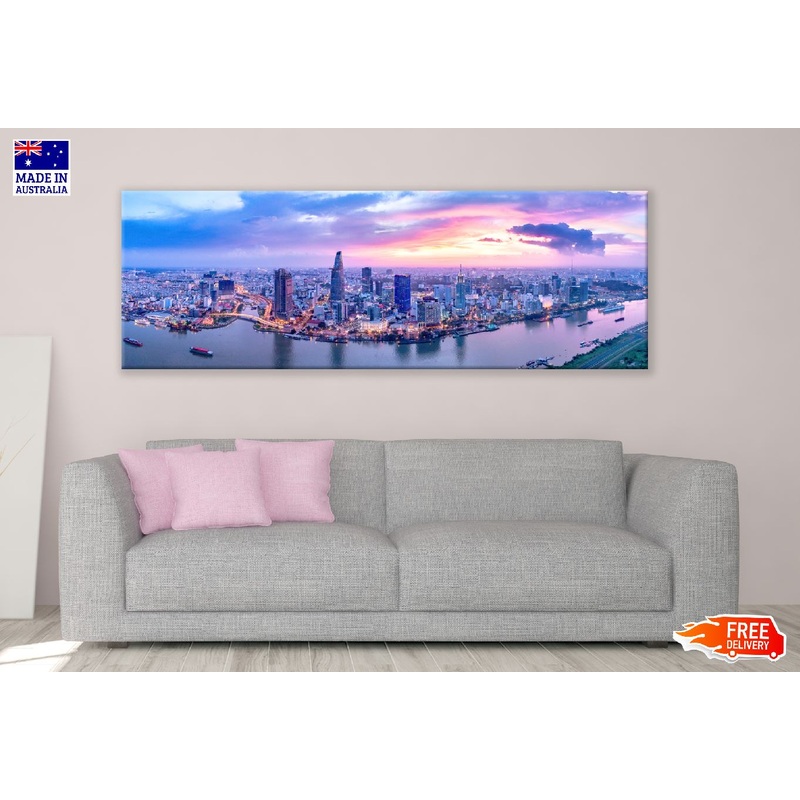 Panoramic Canvas Ho Chi Minh City View Vietnam High Quality 100% Australian Made Wall Canvas Print Ready to Hang