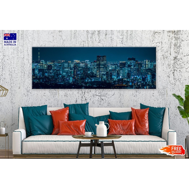 Panoramic Canvas Night View Photograph Tokyo Japan High Quality 100% Australian Made Wall Canvas Print Ready to Hang