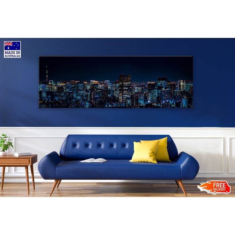 Panoramic Canvas Tokyo City Night View Photograph High Quality 100% Australian Made Wall Canvas Print Ready to Hang