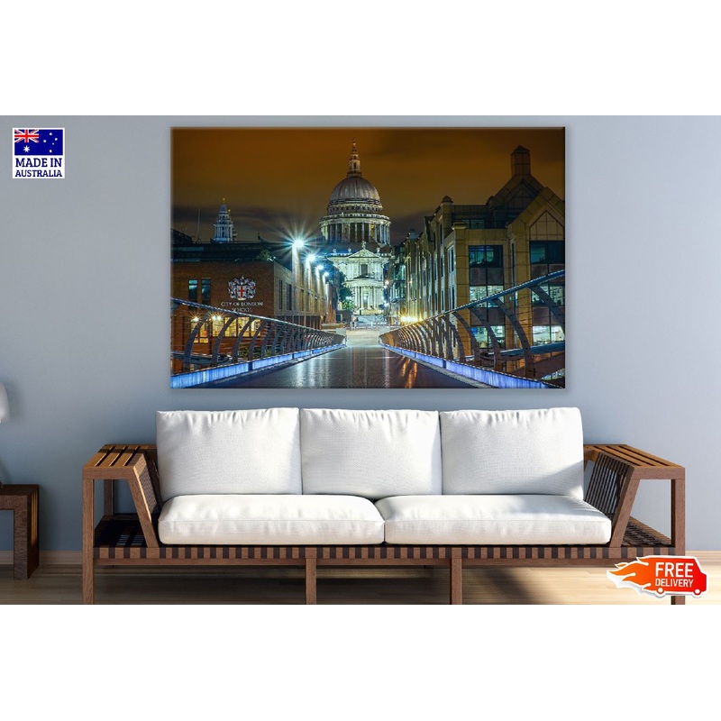 St. Paul's Cathedral Night View Photograph, London UK Print 100% Australian Made