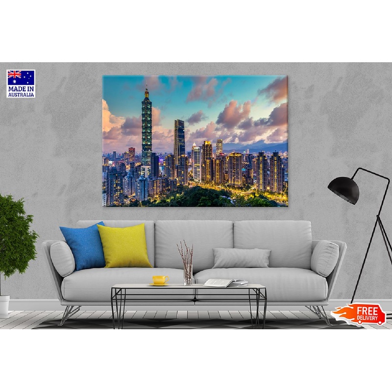 Taiwan City Skyline Photograph Print 100% Australian Made