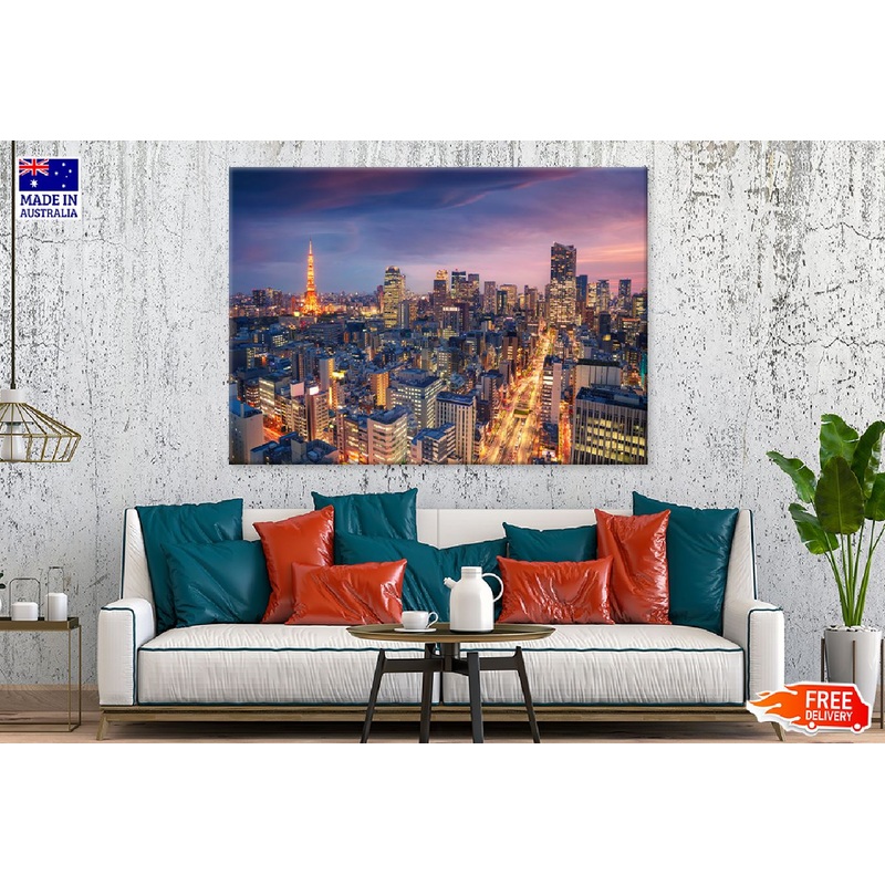 Tokyo City Aerial Sunset View Photograph Print 100% Australian Made