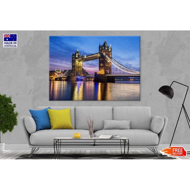 Tower Bridge Night View London Uk Print 100% Australian Made