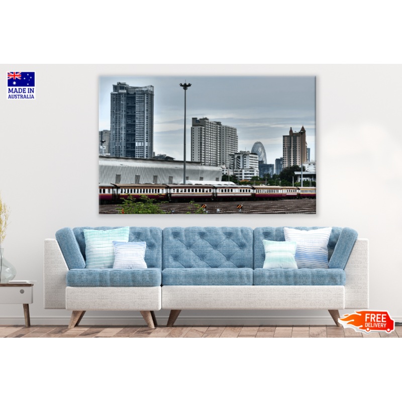 Train & Trailway Station In City Photograph Print 100% Australian Made