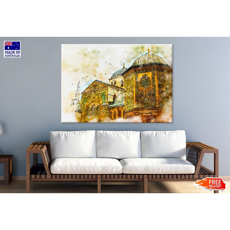 Umayyad Mosque Watercolor Painting Print 100% Australian Made