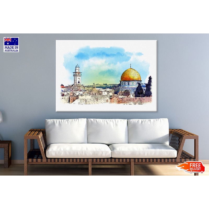 Al Aqsa Mosque Watercolor Painting Print 100% Australian Made
