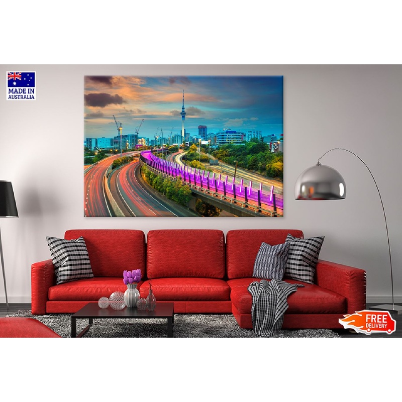 Auckland City Roads Sunset View Photograph Print 100% Australian Made