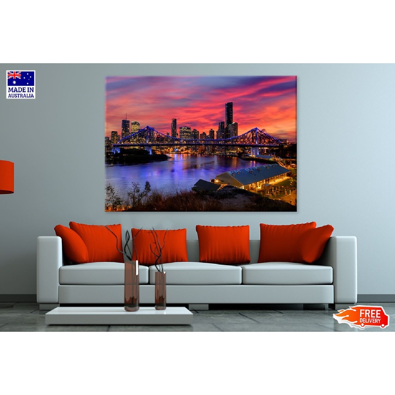Brisbane Bridge Sunset View Photograph Print 100% Australian Made