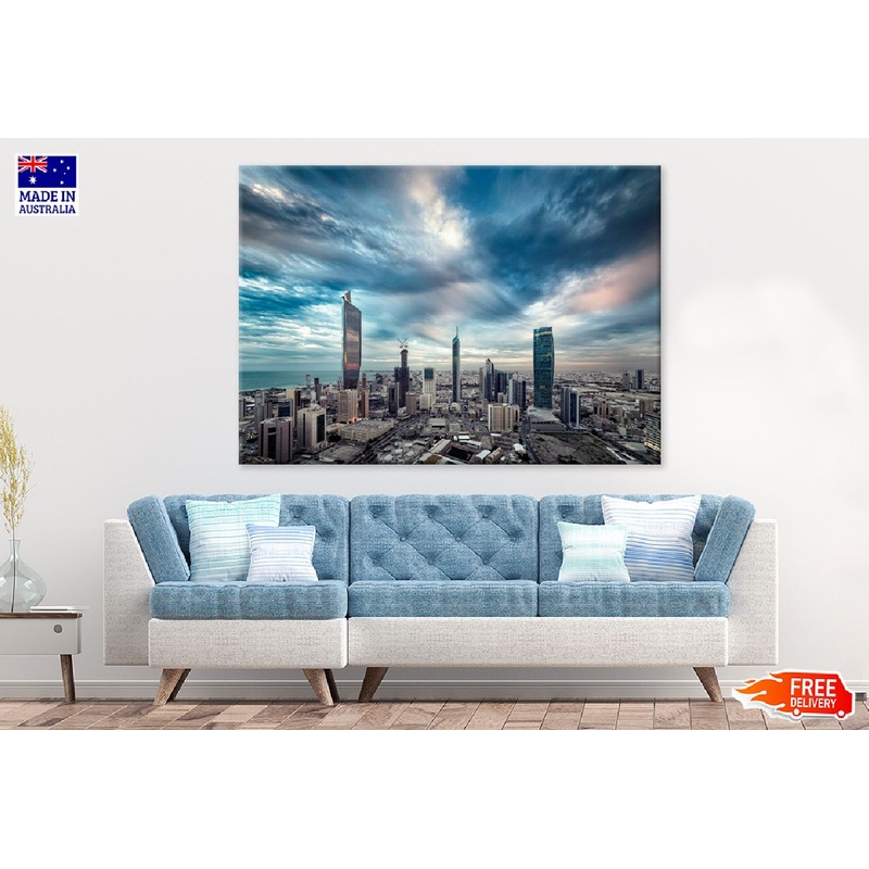 Kuwait City Dark Sky Clouds View Photograph Print 100% Australian Made