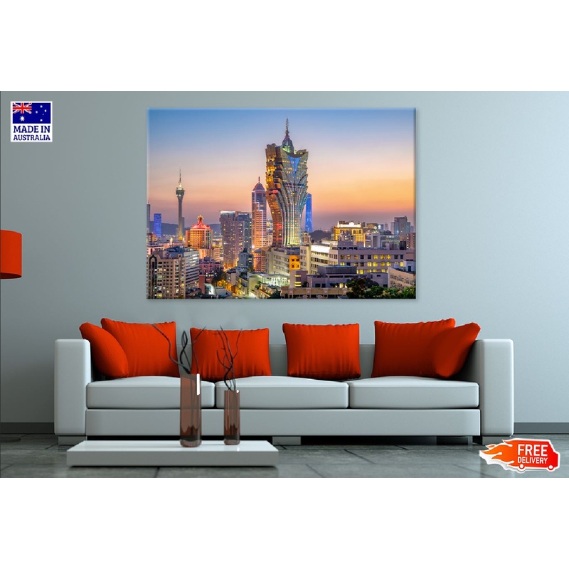 Macau City Skyline at Night View Photograph Print 100% Australian Made