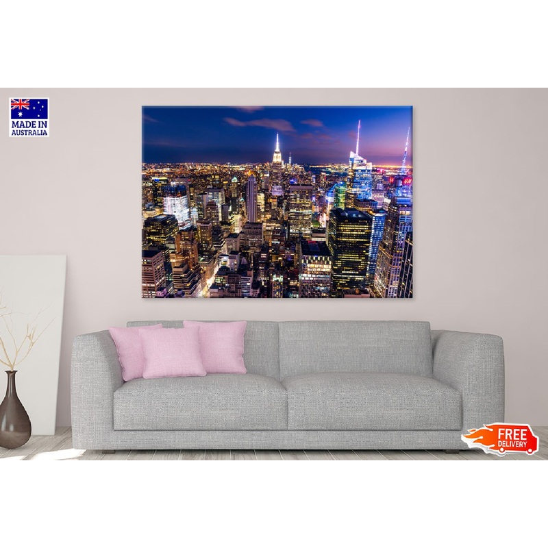 Manhattan Skyline Night View Photograph USA Print 100% Australian Made