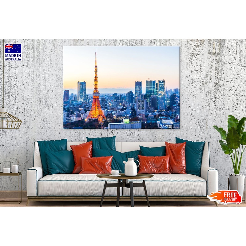 Neon Night Photograph in Hamamatsucho Tokyo Print 100% Australian Made