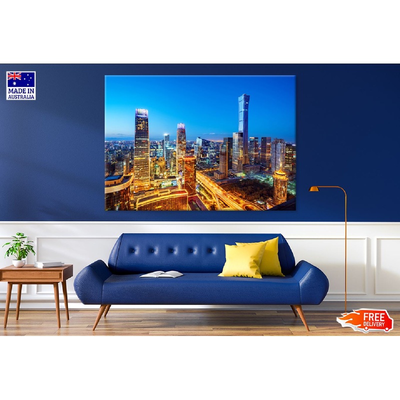 Night View of Beijing City China Print 100% Australian Made