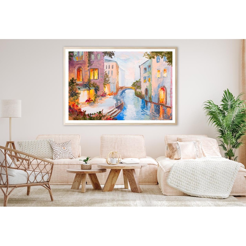 Oil Painting - Canal in Venice, Italy Home Decor Premium Quality Poster Print Choose Your Sizes