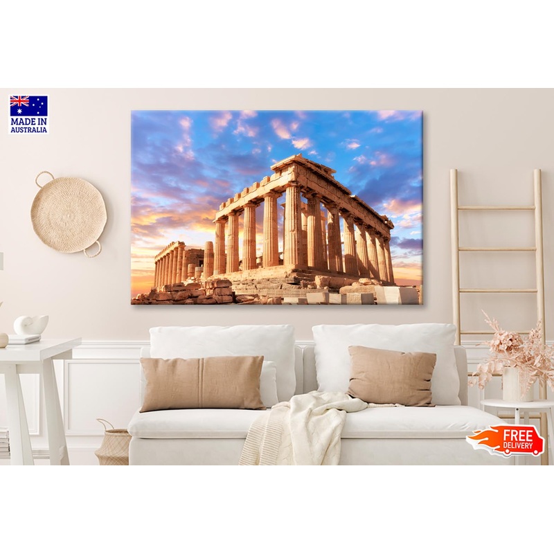 Parthenon Temple On a Sunset Wall Art Decor 100% Australian Made
