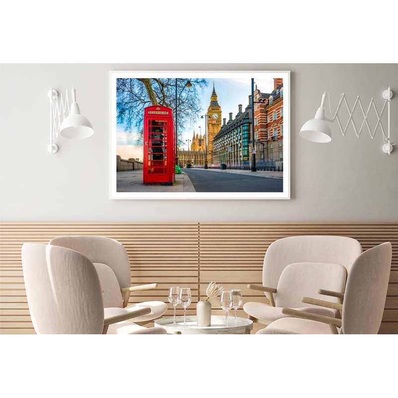 Red Telephone Box with The Big Ben Home Decor Premium Quality Poster Print Choose Your Sizes