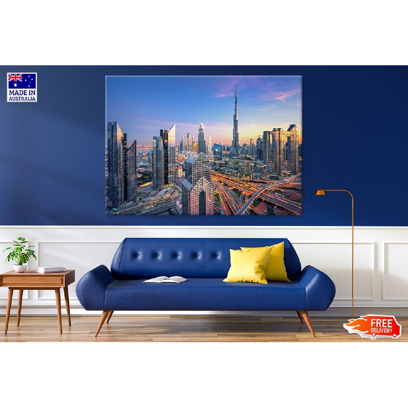 Skyscrapers at Sunset View Photograph Dubai Print 100% Australian Made