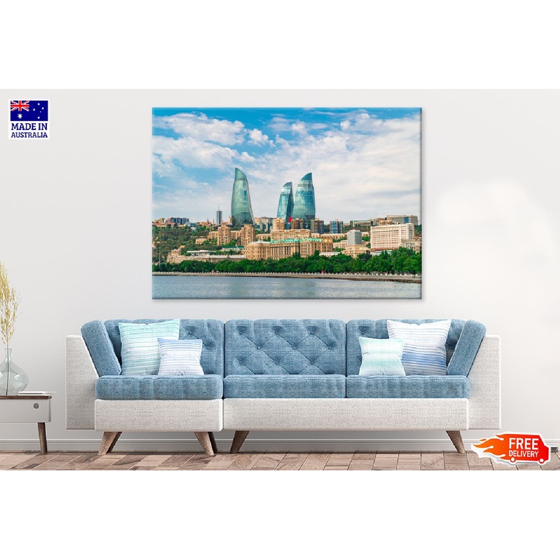 View of the Flame Towers Photograph in Baku Print 100% Australian Made