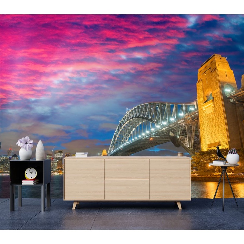 Wallpaper Murals Peel and Stick Removable Colorful Sky & City View High Quality