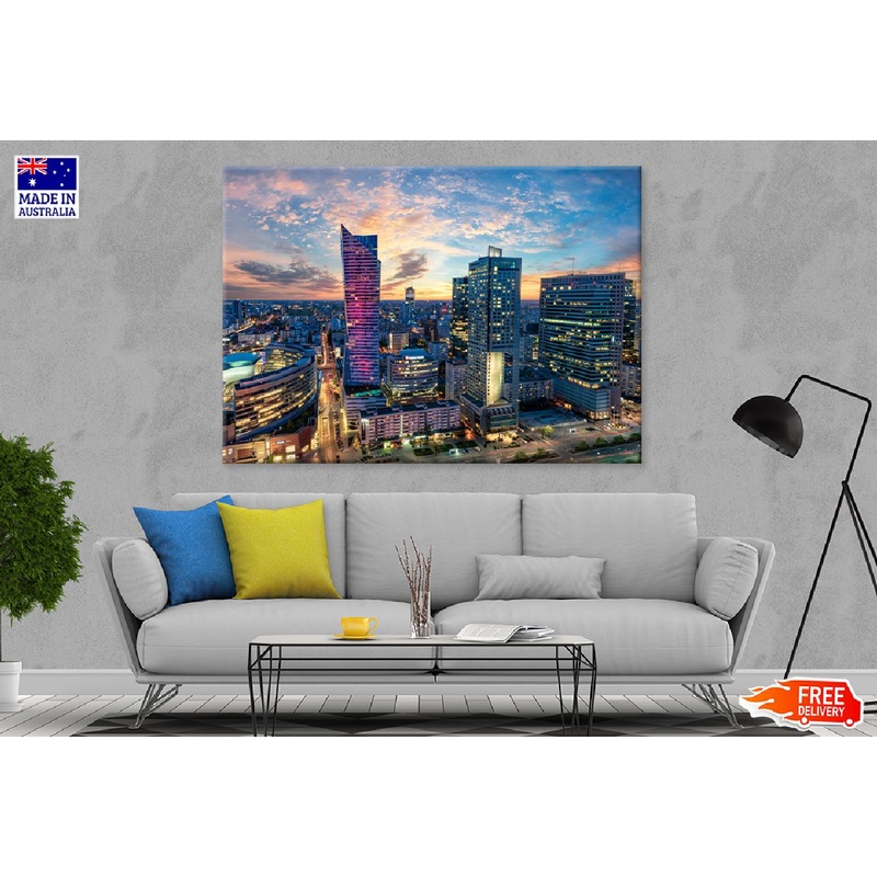 Warsaw City Sunset View Photograph Print 100% Australian Made