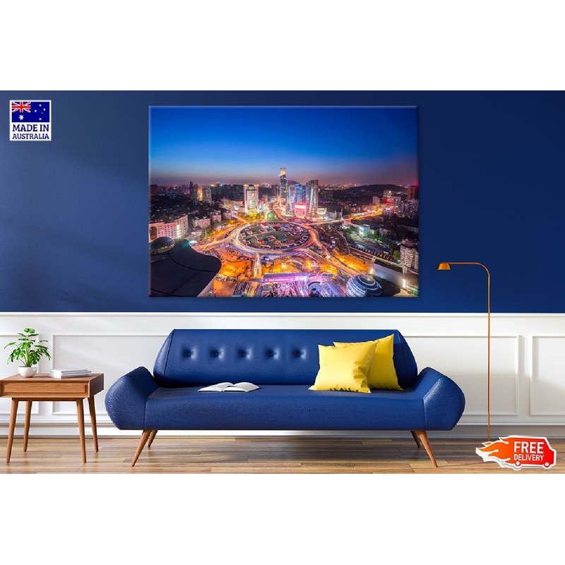 Wuhan City at Night View Photograph China Print 100% Australian Made