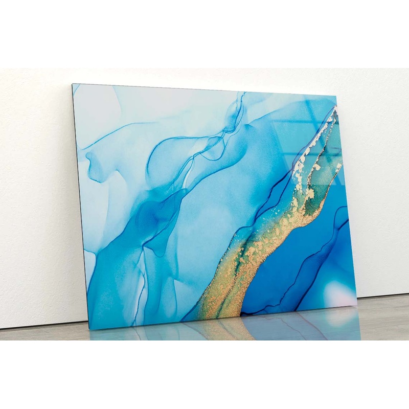 Alcohol Ink Blue Art Acrylic Glass Print Tempered Glass Wall Art 100% Made in Australia Ready to Hang
