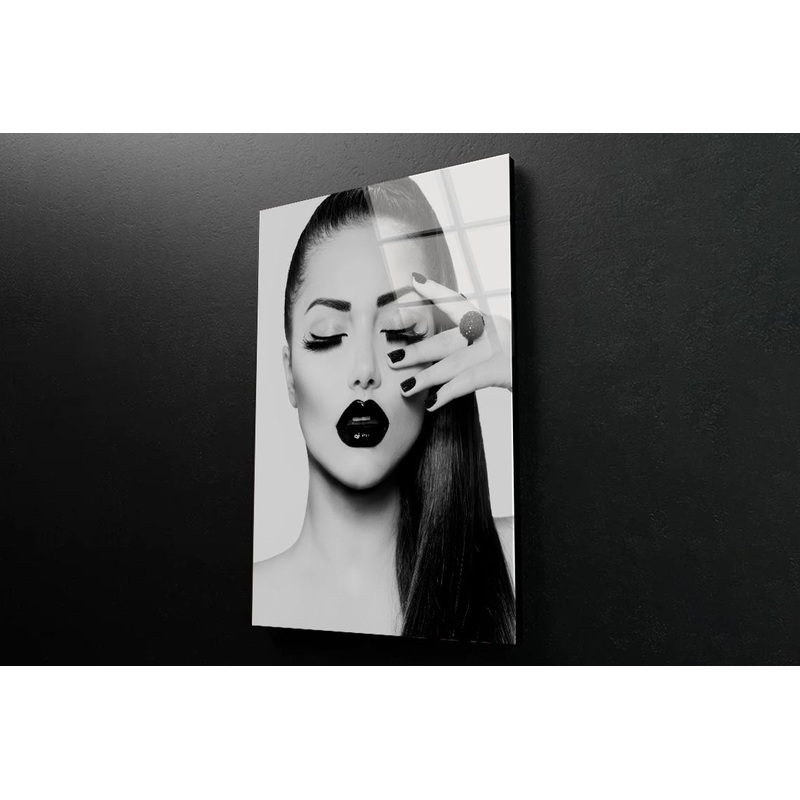 B&W Fashion Girl 3D Design Acrylic Glass Print Tempered Glass Wall Art 100% Made in Australia Ready to Hang