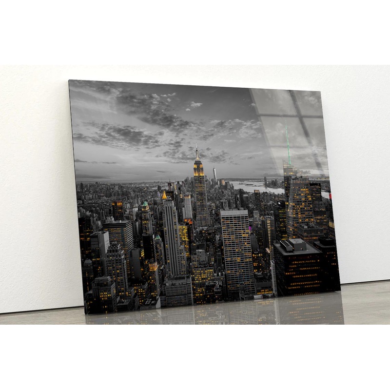 B&W New York City Acrylic Glass Print Tempered Glass Wall Art 100% Made in Australia Ready to Hang