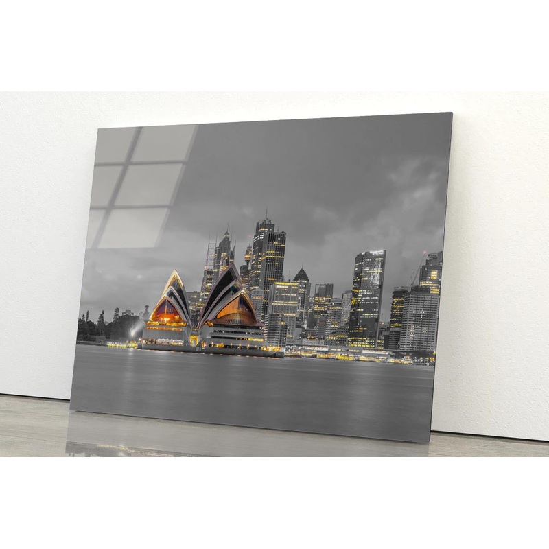 B&W Sydney Skyline in Australia Acrylic Glass Print Tempered Glass Wall Art 100% Made in Australia Ready to Hang