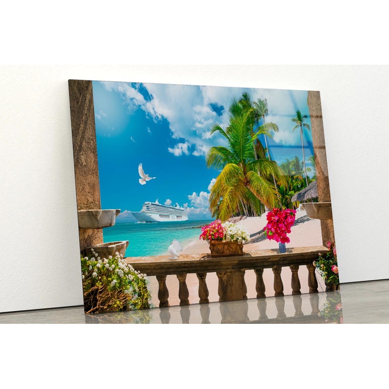 Beach View From Balcony Acrylic Glass Print Tempered Glass Wall Art 100% Made in Australia Ready to Hang