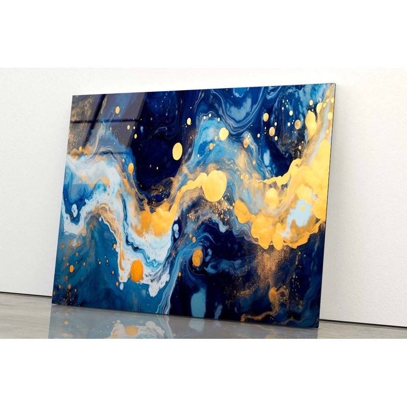 Beautiful Navy Blue Illustration Acrylic Glass Print Tempered Glass Wall Art 100% Made in Australia Ready to Hang